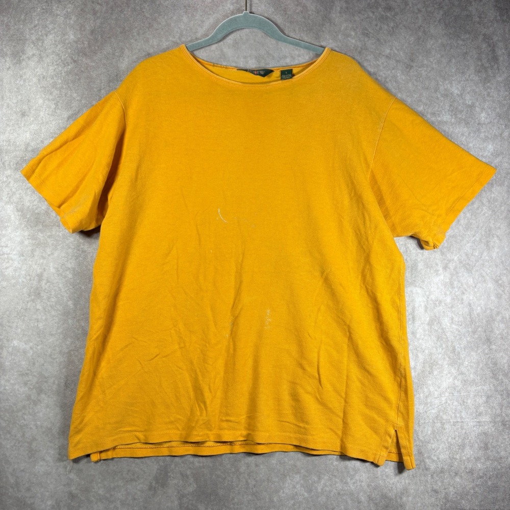 J.Crew T-Shirt Mens L Yellow Vintage Pique Cotton Short Sleeve Crewneck Made USA